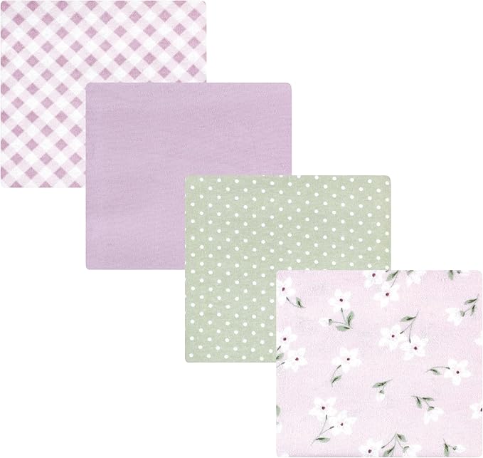 Hudson Baby Unisex Baby Cotton Flannel Receiving Blankets, Purple Dainty Floral, One Size