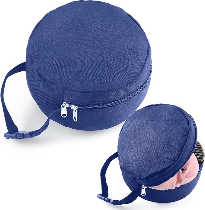 1 Pcs Travel Neck Pillow Bag Compact Travel Neck Carrying Case Bag for Airplane Train Journey Quick Release Clasp Attaches to Luggage Purse Backpack, Pillow Not Included(Blue)