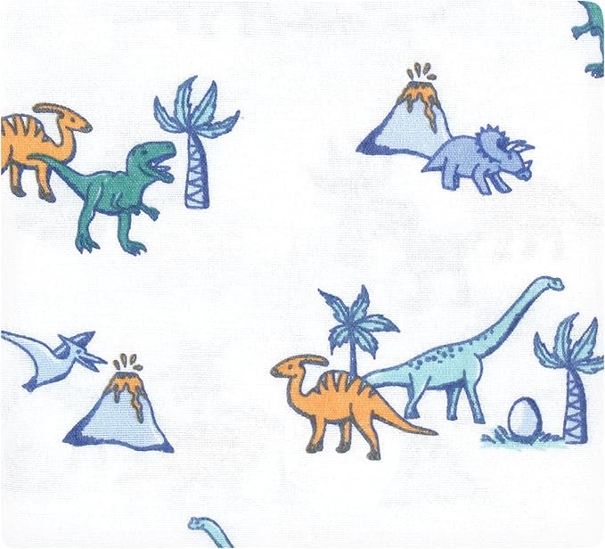 Hudson Baby Unisex Baby Cotton Rich Flannel Receiving Blankets 4-Pack, Pastel Dino, One Size