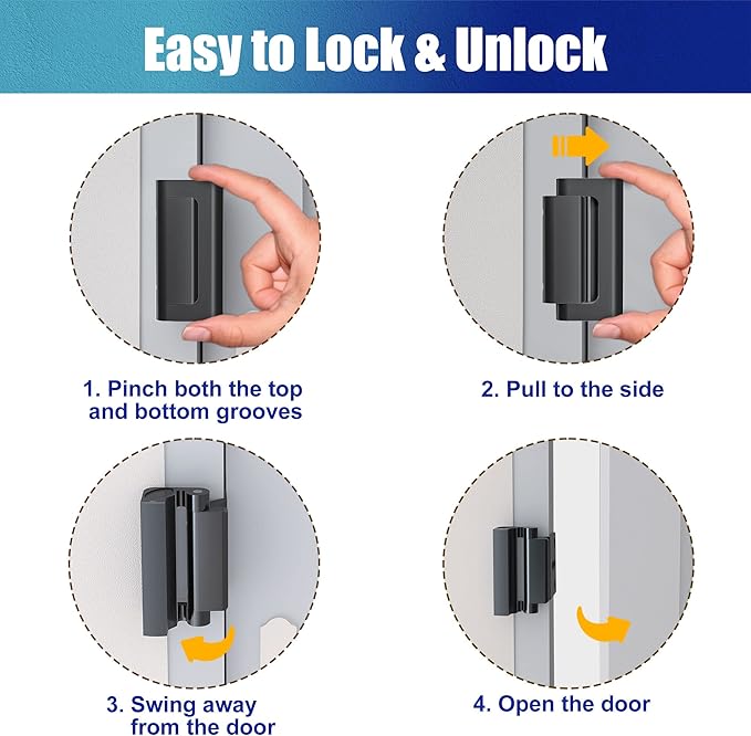 2Pack Door Reinforcement Lock Withstands 800lbs of Force - Black Extra Proof Door Lock for Kids Safety Drilling Required,Prevents Unauthorized Entry,Add a Door Security Locks for Home Safety & Privacy