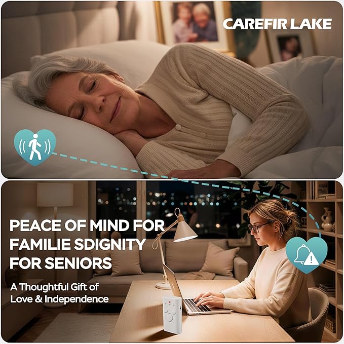 Wireless Bed Alarm for Elderly Dementia Patients - Large & Wide Under-Mattress Sensor Pad with Pager, Early & Exit Alert Modes, Fits All Thick and Thin Mattresses, Effectively Reduces False Alarms