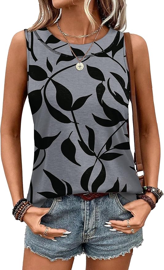 WIHOLL Tank Tops for Women Summer Outfits 2026 Crewneck Spring Casual Sleeveless Shirts Blouses Clothing