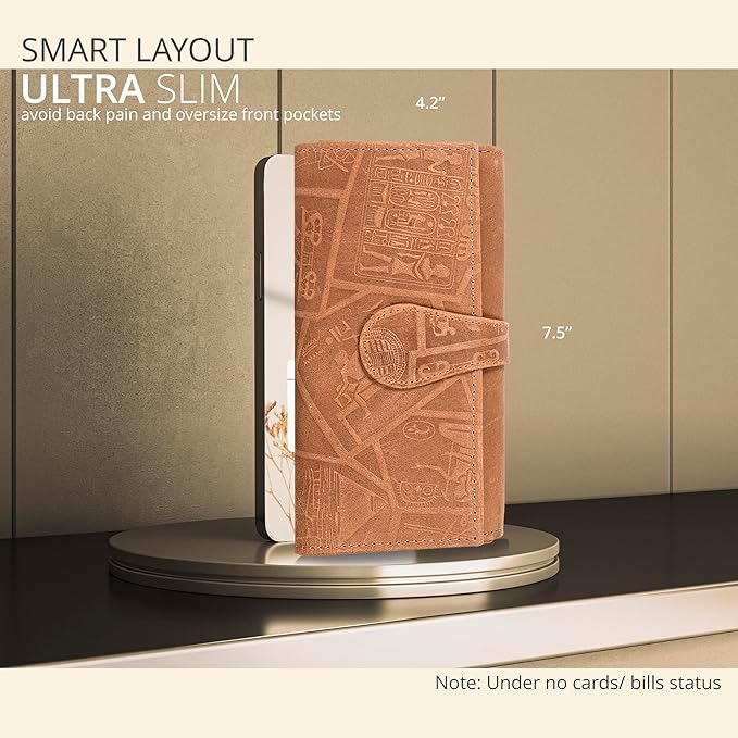 Real Leather Women Wallet Leather with RFID Blocking -Trifold Card Holder Designer Ladies Clutch with ID Window Wallets