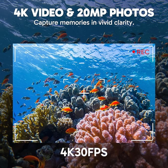 AKASO EK7000 Pro 4K30fps 20MP Action Camera EIS Ultra HD 131FT Waterproof Underwater Camera with Mini Selfie Stick Tripod and Carrying Case Helmet Accessories Kit Bundle