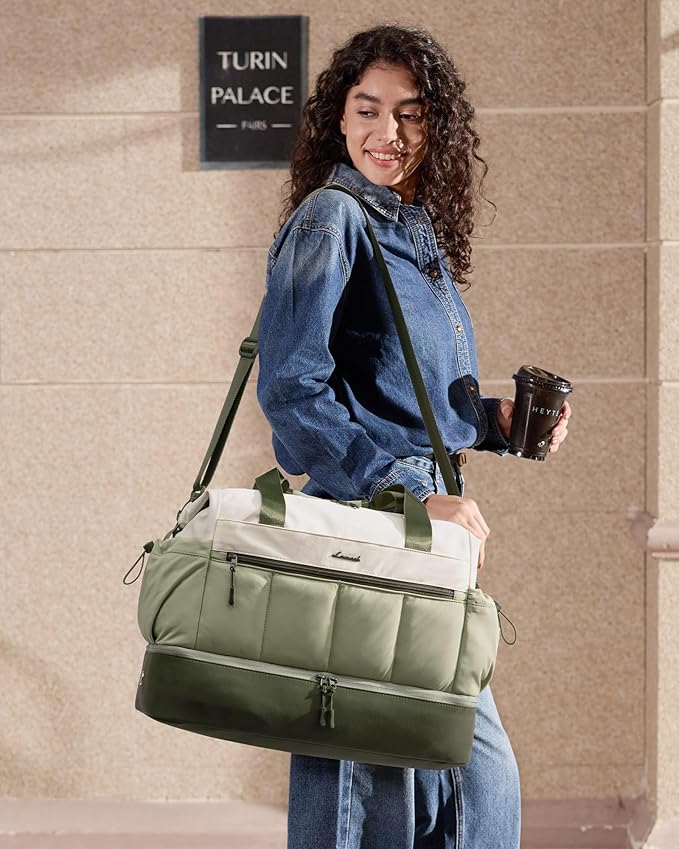 LOVEVOOK Travel Duffel Bag, Weekender Bags for Women, Large Overnight Bags with Shoe Compartment, 38L Carry on Gym Hospital Bag with Wet Pocket, 2 Pcs