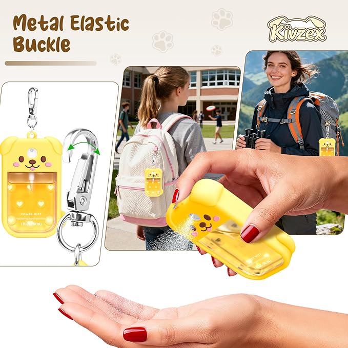 Dog Silicone Case for Touchland Hand Sanitizer Spray with Keychain, Compatible with Power Mist & Glow Mist 1 FL Oz/30ML for Touchland Case, Cute Travel Cover Sleeve