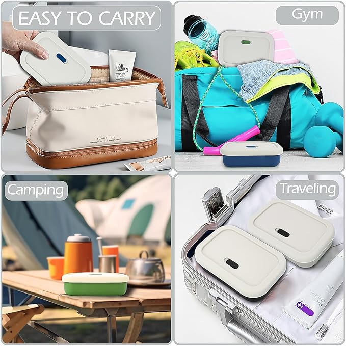 AIDIMMING Enhanced Leak Proof Travel Soap Case,Shatterproof Silicone Soap Holder for Traveling, Shampoo and Conditioner Bars Dish with Slip Soap Saver Pad,Portable Soap Box (Offwhite&Offwhite)