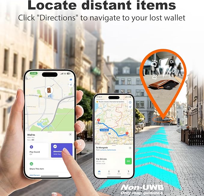 [Apple MFi Certified] 2 Pack Wallet Tracker Card with Apple Find My (iOS Only) Rechargeable Air Tracker Tags Bluetooth Wallet Finder IP68 Waterproof GPS Tracker Item Finder for Keys, Bags, Passport