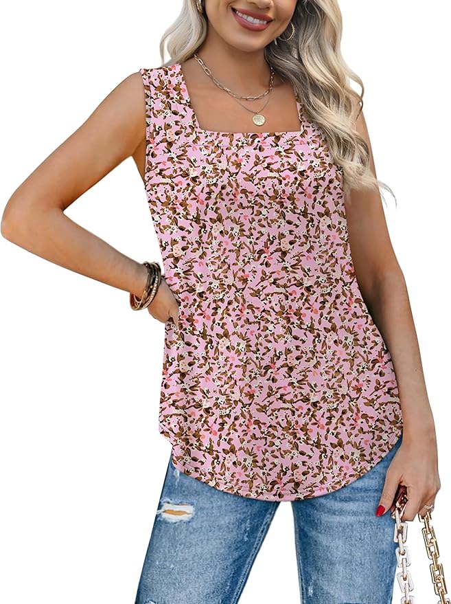 WIHOLL Women's Square Neck Tank Top