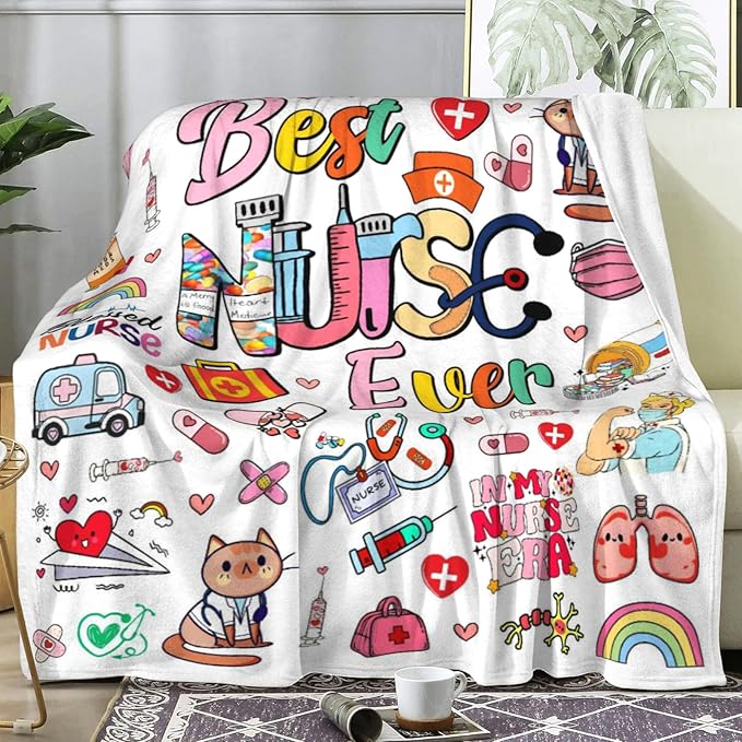 Nurse Blanket Appreciation Gifts for Women Nursing Student,Nurse Essentials Nurses Week Day Throw Blankets,LPN RN Gifts for Nurses Practitioner Mom Girls 60"x50"