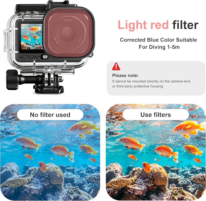 FitStill 60M/196FT Diving Kit for DJI osmo Action 6, Waterproof Housing + Buoyancy Handle + Diving Filter for Underwater Shooting DJI Action 6 Protective Accessories