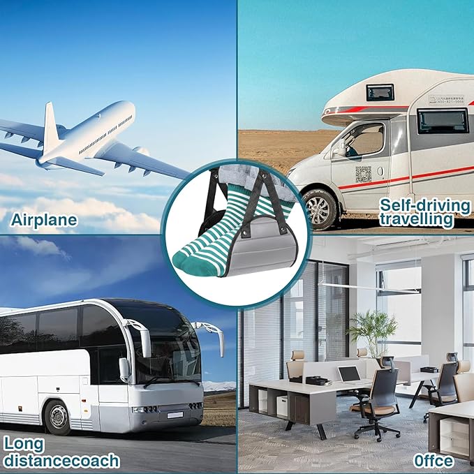 Airplane Foot Hammock, Portable Desk Foot Hammock with Thickened Foam，Portable Foot Hammock for air Travel, Memory Foam Footbed for air Travel