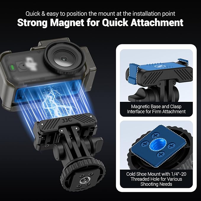 JJC Osmo Nano Cage with Cold Shoe Mount Adapter for DJI Osmo Nano Accessories, Expansion Adapter with 1/4"-20 Thread Hole, Built-in Strong Magnet, Creative Narrow Crevice Shooting, ABS Frame
