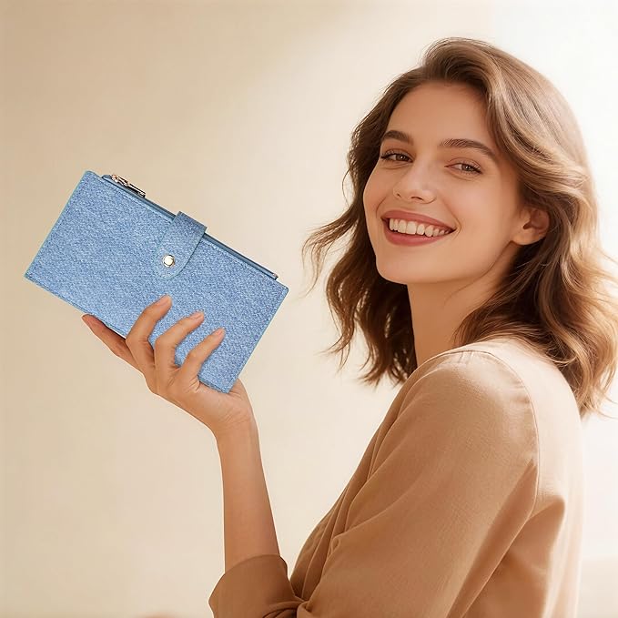 Travelambo Leather Wallets for Women Slim RFID Blocking Bifold Credit Card Holder Wallet