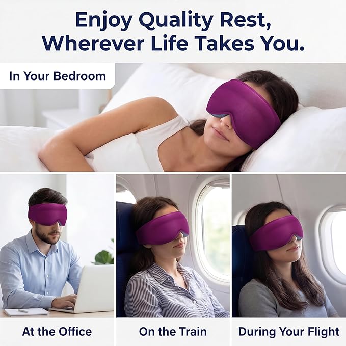 Weighted Sleep Mask 100% Blackout: 3D Contoured Eye Mask for Night Shift Nurses - Full Coverage Eye Cover with Soft Fabric for Daytime Nap, Bedroom and Break Room Use, Recovery and Relaxation