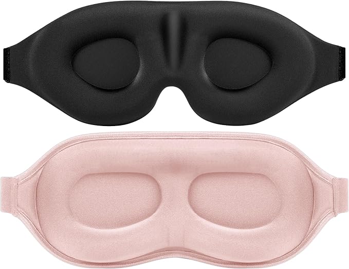 MZOO Luxury Sleep Mask for Back, Side Sleeper, Complete Light Blocking Sleeping Eye Mask Night Blindfold, 3D Zero Pressure & Lash Friendly, Breathable Soft Eye Cover Flight Nap Travel