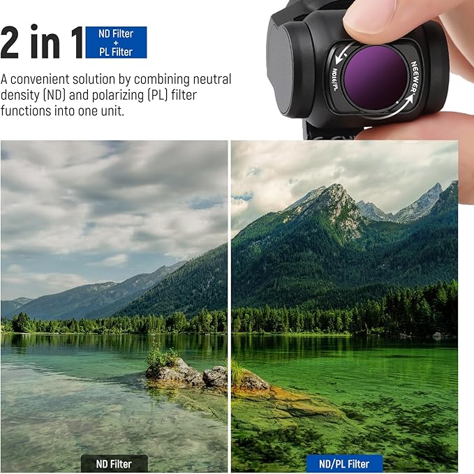 NEEWER Magnetic ND Filter Set Compatible with DJI OSMO Pocket 4 & Pocket 3, 14 Pack CPL ND8/16/32/64/128/256/1000 ND8/PL ND16/PL ND32/PL ND64/PL Light Pollution Reduction, Black Diffusion 1/4