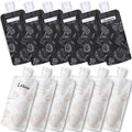 PACKISM 12 Pack Travel Pouches for Toiletries - 3 oz Leak Proof TSA Approved Liquid Containers, Squeeze Bags for Shampoo Lotion, Space Saving Refillable Carriers, Black Beige Chamomile