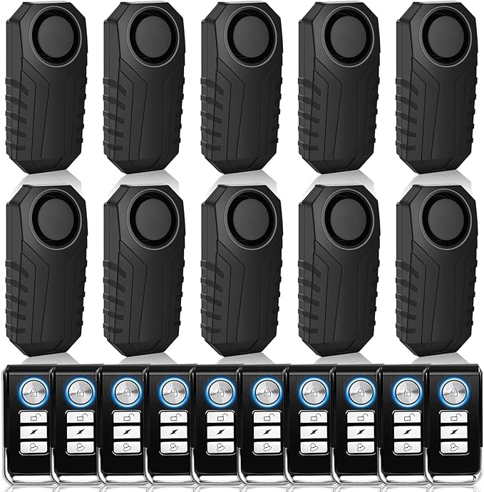 Bicycle Alarm System Anti Theft,USUPERINK Bike Alarms for Ebikes,113dB Bike Alarm,IP65 Waterproof,7 Levels of Sensitivity Adjustment,Suitable for Bicycles,Motorcycles,Electric Scooters,Ebike,10PK