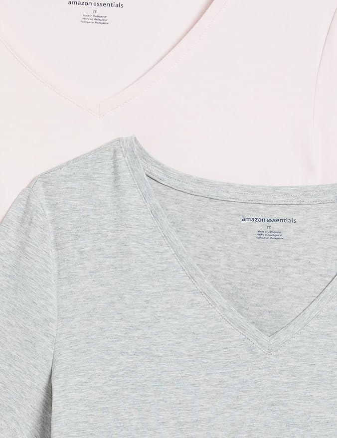 Amazon Essentials Women's Regular-Fit Short-Sleeve T-Shirt (Crewneck and V-Neck Options), Multipacks