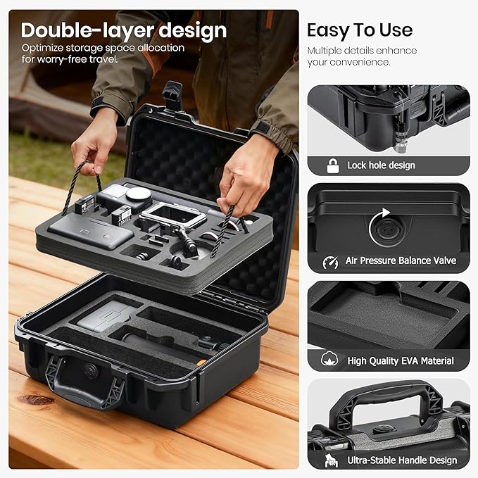 STARTRC PHOTO Action 6 Case Waterproof Hard Dual Layer Case For DJI Osmo Action 6 Accessories,Travel Carry Bag Protective