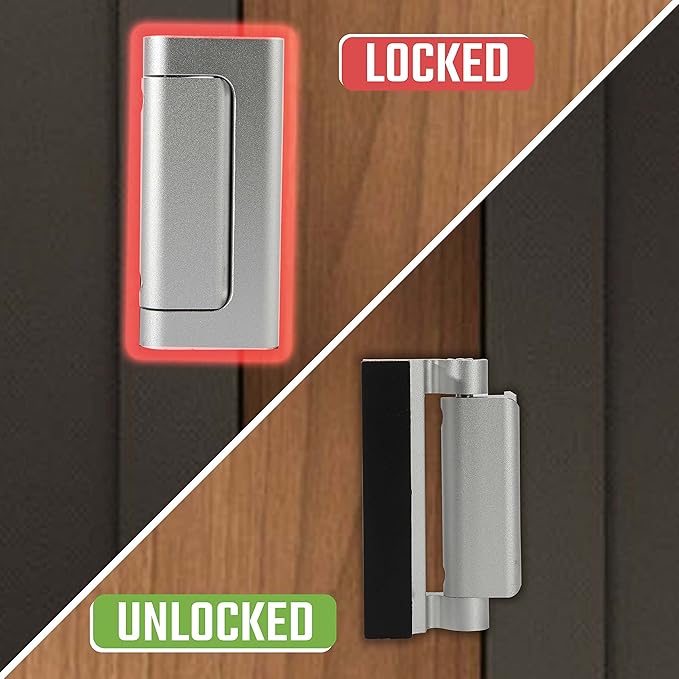 GreaTalent 5Pack Home Security Door Reinforcement Lock Childproof, Add High Security to Home Prevent Unauthorized Entry, Aluminum Construction Finish Black