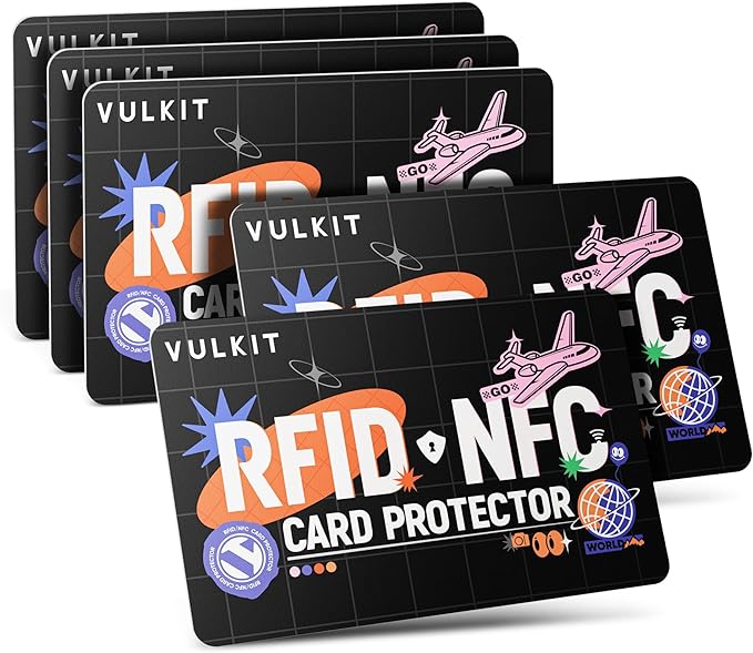 VULKIT 5 Pack RFID Blocking Cards, RFID/NFC Protectors NFC Contactless Protection Wallet Shield Travel Essentials