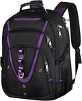 Mogplof 18.4 inch Travel Backpack Men Women, 55-60L Extra Large Laptop Backpack RFID Anti Theft TSA Friendly Flight Approved Backpacks, Water Resistant College School Heavy Duty, Purple
