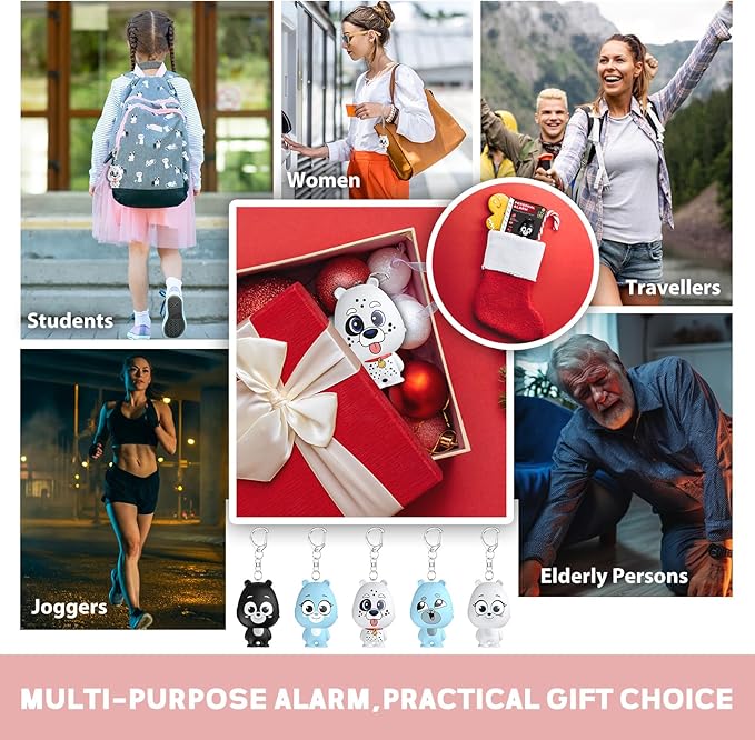 Personal Safety Alarm for Women – Rechargeable Personal Alarm for Women Kids and Elders – 130dB Loud Siren – Strobe Light – Low Battery Notice – Safety Siren Keychain
