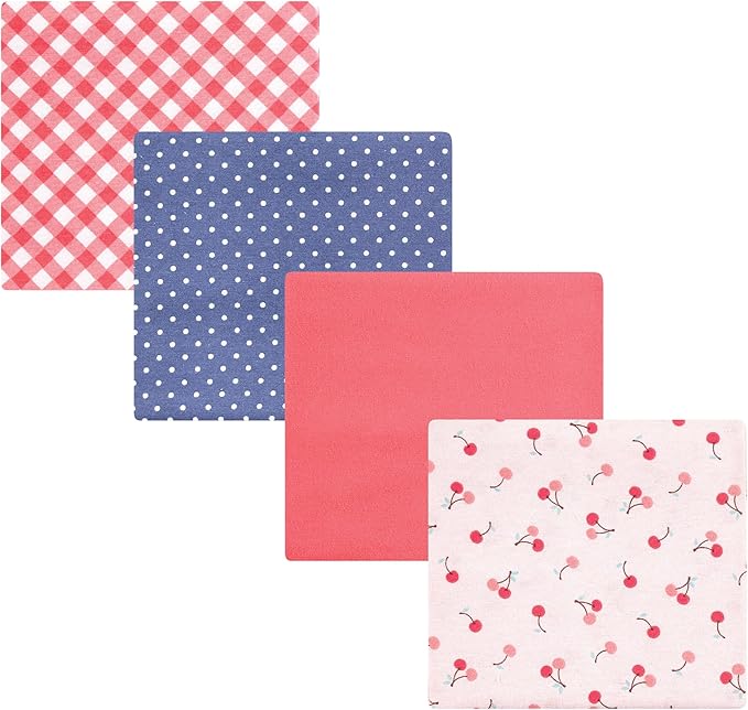Hudson Baby Unisex Baby Cotton Flannel Receiving Blankets, Cherry Sweet, One Size