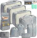 12PCS Packing Cubes for Suitcases, Travel Luggage Organizer Bags, Packing Cubes Luggage Packing Organizers for Travel Accessories, Grey