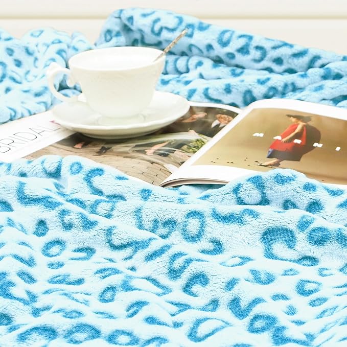 Blue Blanket Twin Size Cyan Throw Blankets Fuzzy Soft Sky Blue Fleece Twin Blankets for Bed Couch Bedroom Home Decor 60"x80"