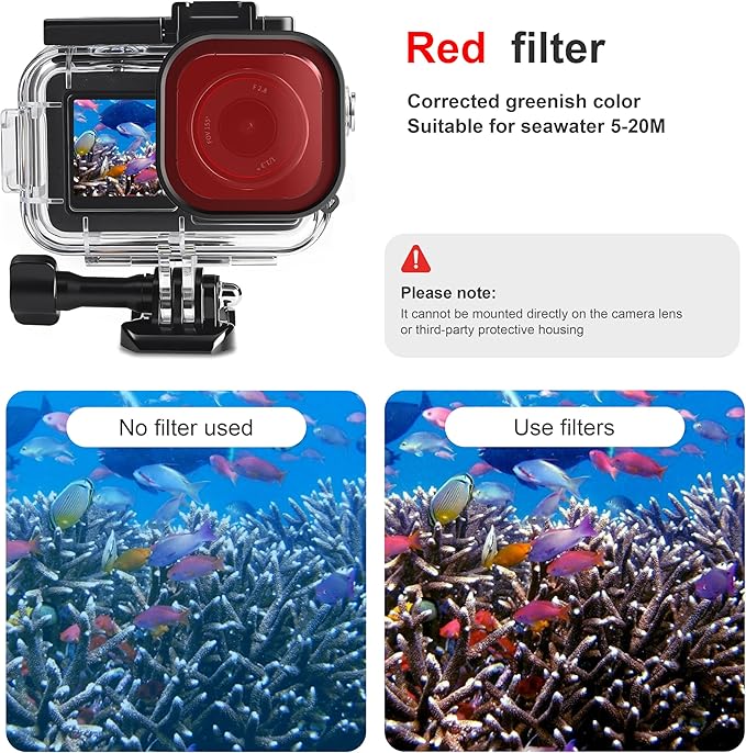 FitStill 60M/196FT Diving Kit for DJI osmo Action 5 pro/4/3, Waterproof Housing + Buoyancy Handle + Diving Filter for Underwater Shooting DJI Action 5pro/4/3 Protective Accessories