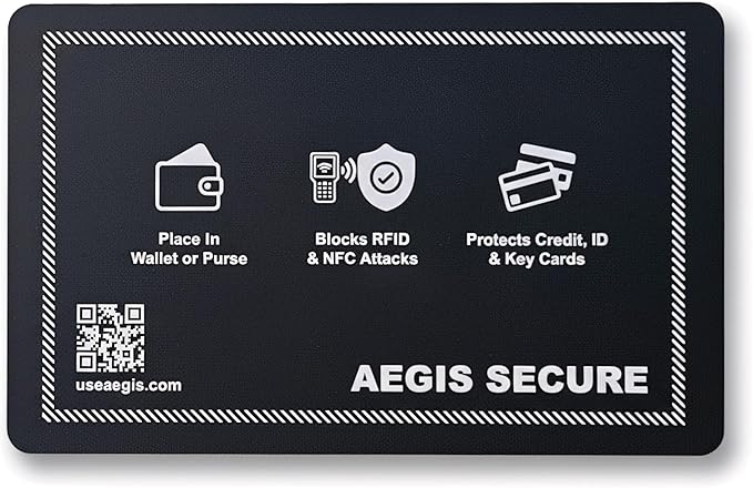 RFID Blocking Card – Active NFC Contactless Credit & Debit Card Protector, Anti-Theft RFID Blocker for Entire Wallet, ID & Passport Protection, Premium Slim Card Fits Wallet & Purse