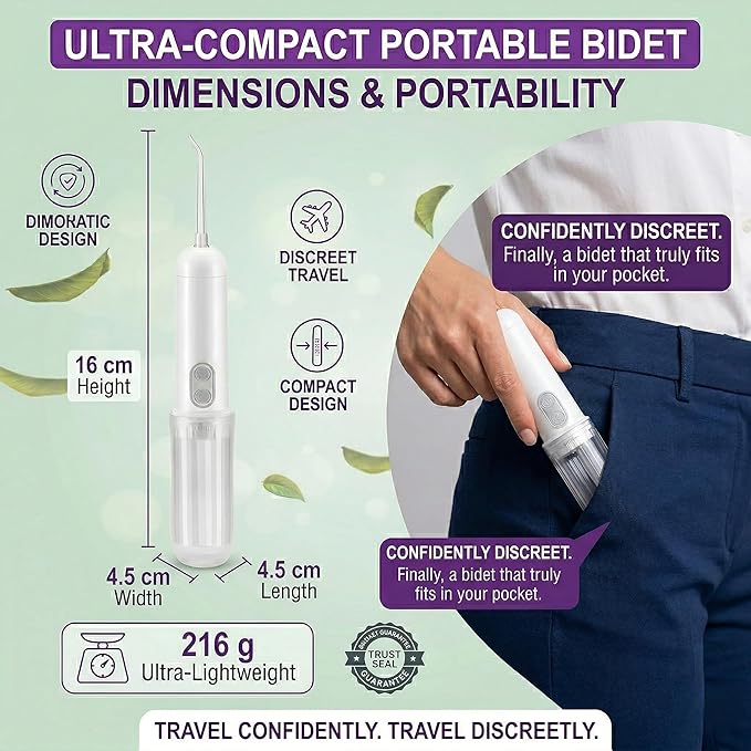 Portable Bidet Sprayer 180ml – Compact Handheld Travel Bidet Bottle for Personal Hygiene & Camping – Adjustable Gentle Water Spray, Lightweight & Easy to Carry for Fresh Cleaning Anywhere. Upgrade
