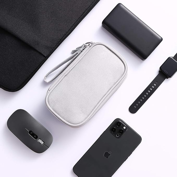 Bevegekos Electronics Accessories Organizer Pouch Bag, Designed for Power Adapter/Charger/Cables/Mouse, for Travel (Light Grey)