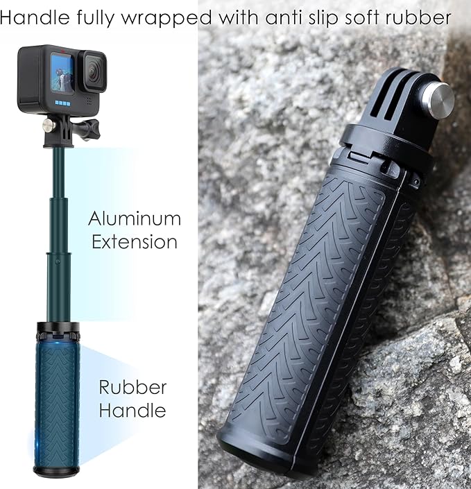 Mini Selfie Stick Tripod for GoPro Hero 13 12 11 10 9 8, Portable Handle Grip Action Camera Selfie Stick for DJI Osmo Action 6/5 Pro/4/AKASO Brave EK7000, Extension Pole Tripod for GoPro Max