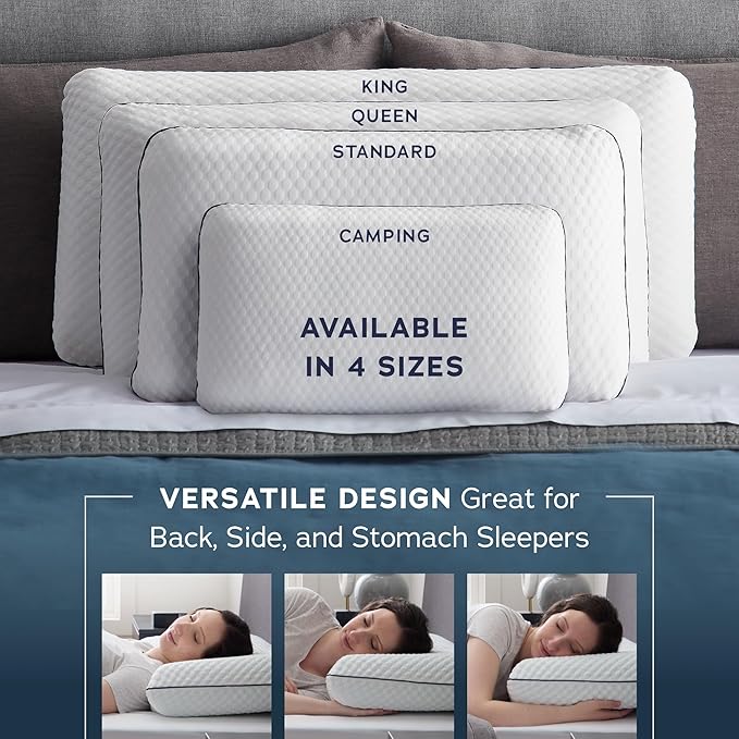 WEEKENDER Gel Memory Foam Pillow - Queen Size - 2-Pack - Medium Firm Feel - Neck & Shoulder Support - For Back & Side Sleepers - Home, Hotel, & Hospital Essentials