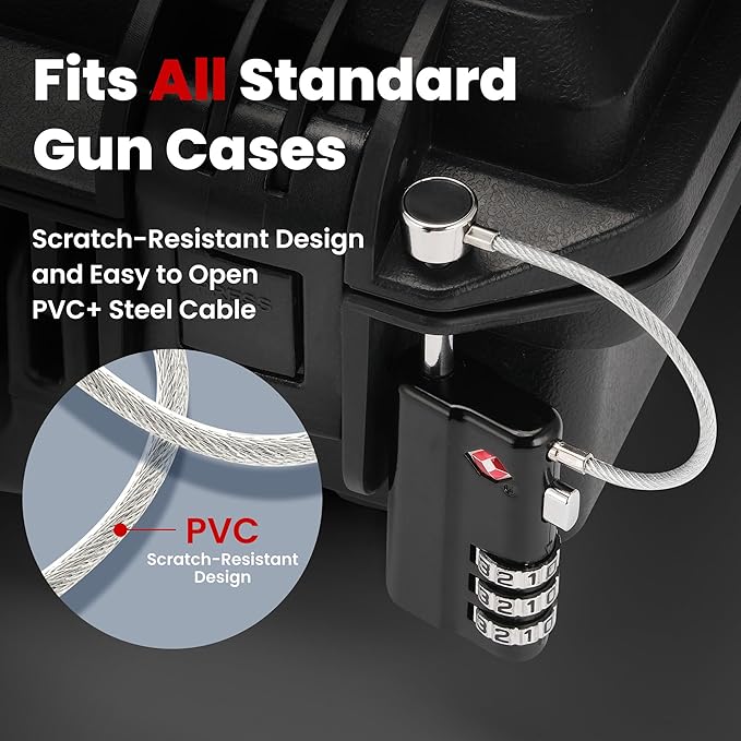 Professional Gun Case Lock TSA Approved – Heavy-Duty, Cut-Resistant & Child-Safe Security Padlock for Firearms, Pistols, Rifle Cases, and Travel Luggage