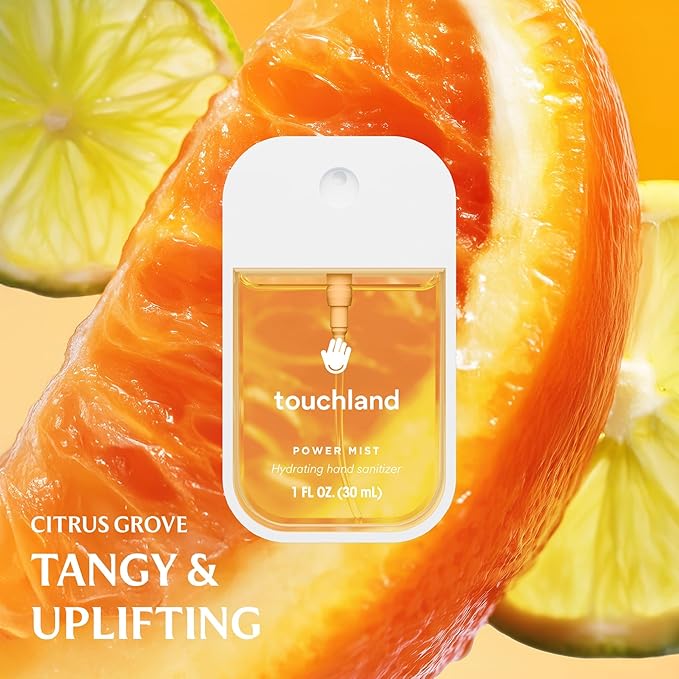Touchland Hydrating Hand Sanitizer Spray – Fresh 5 Set (Frosted Mint, Citrus Grove, Lemon Lime, Aloe You, Wild Watermelon) – 5 x 1 FL OZ Travel Size Mists