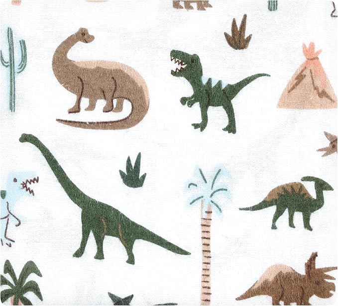 Hudson Baby Unisex Baby Cotton Flannel Receiving Blankets 7-Pack Bundle, Retro Dinosaur, One Size