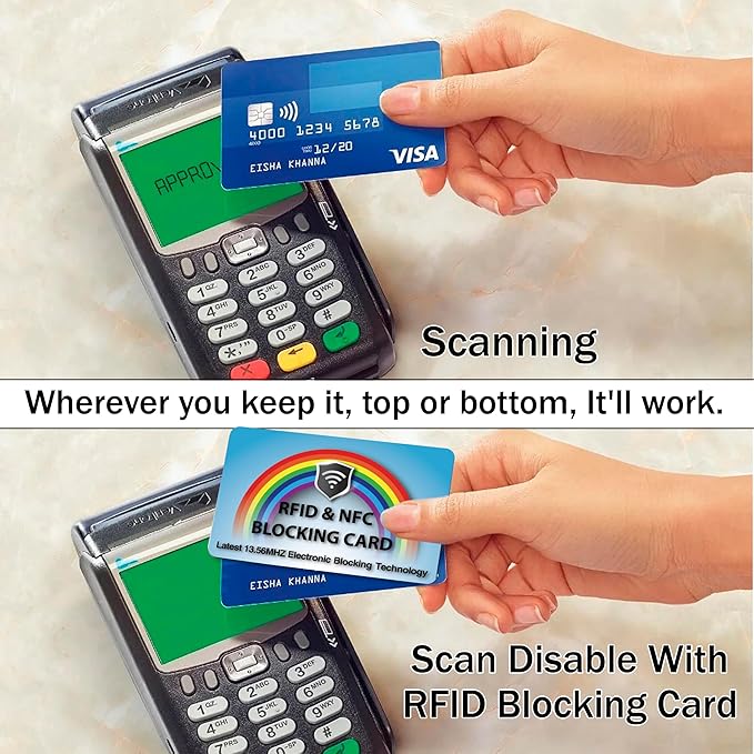 SaiTech IT 10 Pack RFID Blocking Cards Protect Your Entire Wallet, Purse, and Cards from NFC Contactless Theft Wallet for Men & Women (Rainbow-Blue)