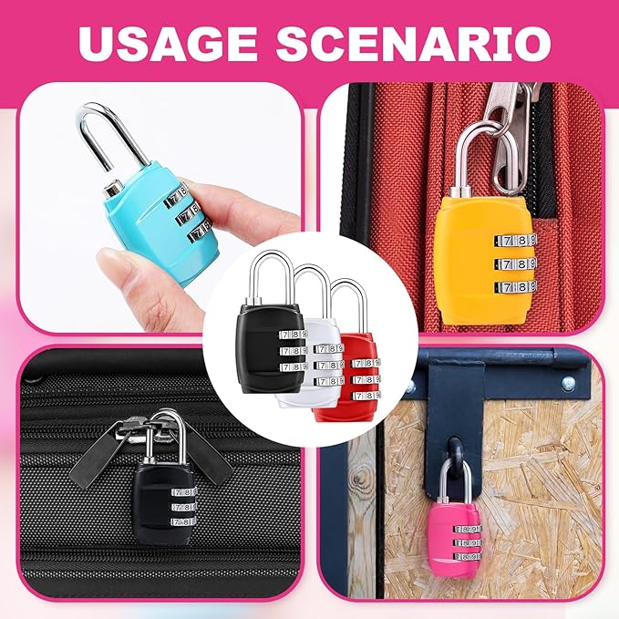Moxweyeni 10 Pcs Digit Combinations Padlock Safe Cipher Lock Mini Combination Resettable Number for Suitcases Luggage Briefcases Computer Bags(Fresh Style,Bright Color)