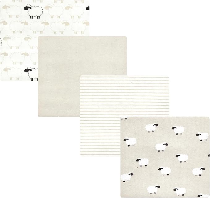 Hudson Baby Unisex Baby Cotton Flannel Receiving Blankets, Taupe Sheep, One Size