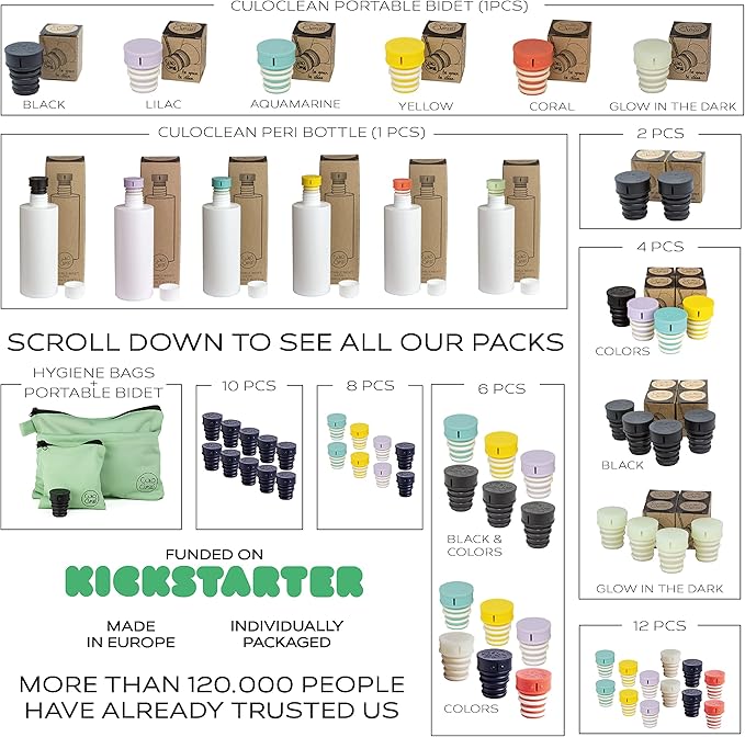 CuloClean Portable Bidet for Toilet or Travel. Peri Bottle for Men and Women. Handheld Spray. Bath Essentials (Coral)