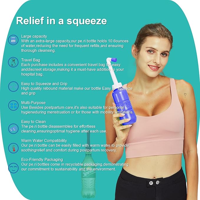2PCS-Pack 300ml Travel Bidets Bottle Blue+ Black Backpacking Bidet Camping Bidets,Portable Bidet , 10.6oz Peri Bottle - Postpartum and Perineal Care