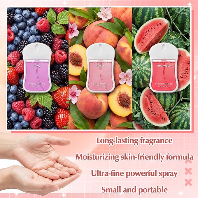 3 Pcs Power Mist Hydrating Hand Sanitizer Spray Bulk Travel Size Hand Sanitizer Spray Pocket 1 oz Gourd Bottle for Daily Use Graduation Mother's Day Employee Nurse Teacher Appreciation Gifts