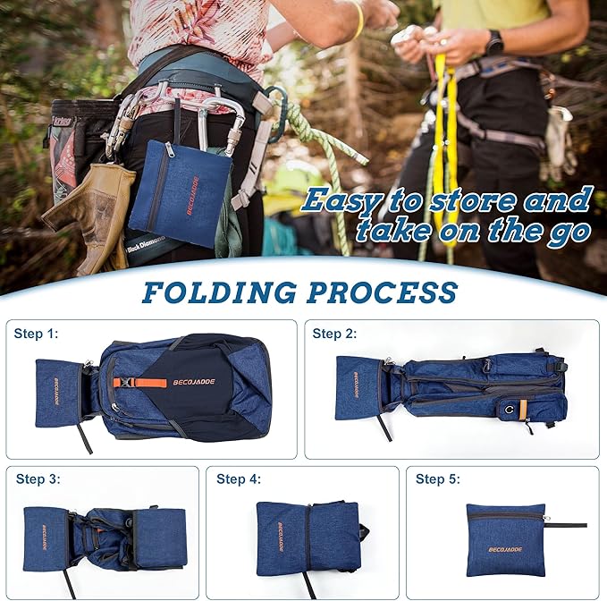 BECOJADDE 20L Small Hiking Backpack for Men Women Foldable Packable Back Pack Ultralight Hiking Daypack for Travel Camping Outdoor, Navy Blue