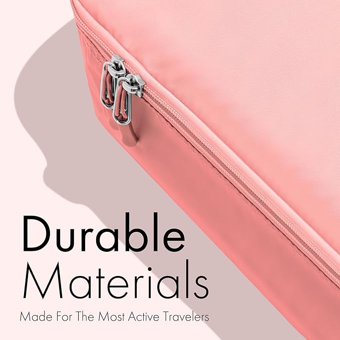 (Not Made In China) Packing Cubes For Travel, Luggage and Suitcase Organizer Bags, Carry On and Backpack Space Savers, Lightweight Waterproof Nylon, 8pc Set, Pink