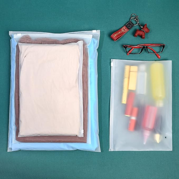 30 Pcs Clothes Packaging Bags Plastic Packing Bags Reusable Zip Clothing Bag Travel Storage Bags Frosted Waterproof Organizers Pouch for Clothes Shipping Shoes Cosmetics Travel Essentials